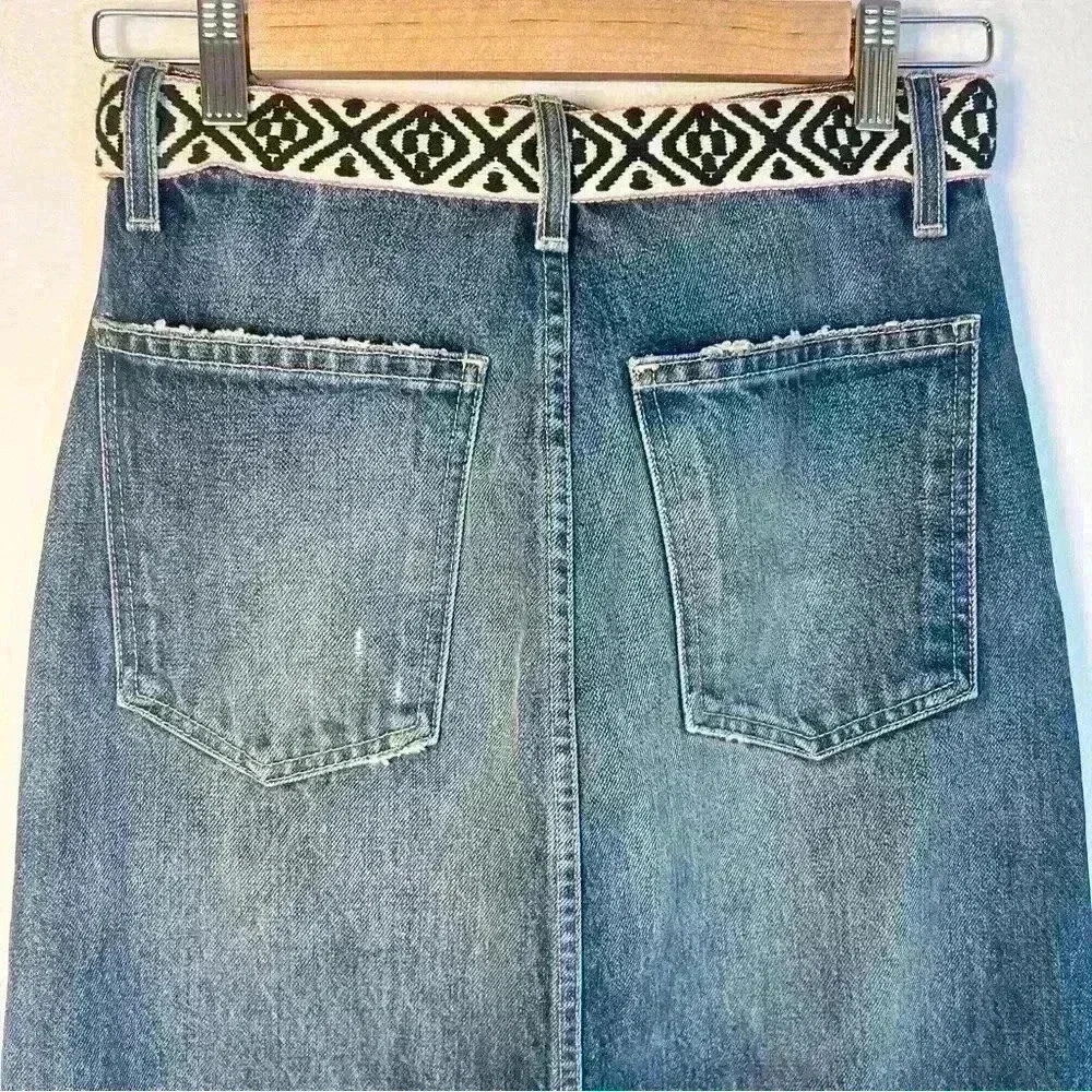 Current/Elliott Women’s The Slit Midi Rincon Skirt with Belt Size 24 - Picture 8 of 14